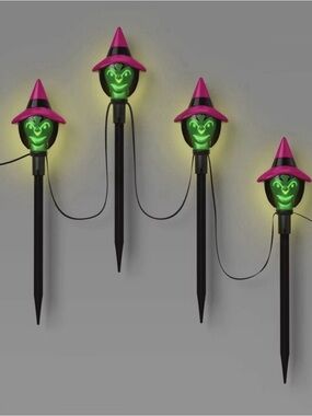 Halloween Lighted Witches Stakes  Motion Activated  Witch